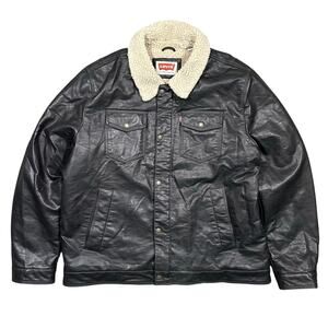 Levi’s Faux Leather Jacket Mens XL Sherpa Lined Trucker Biker Western Black